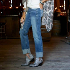 Ariat Real Stretch Icon Straight Jeans Für Damen -Equestrian Dreams 335371 DNB 6