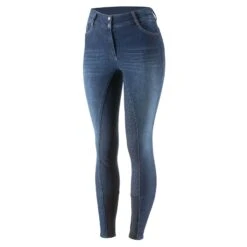 Horze Kaia Damen Reithose Aus Vollbesatz In Jeansoptik Mit Silikon Grip Und Hohem Bund -Equestrian Dreams 36656 DB 2