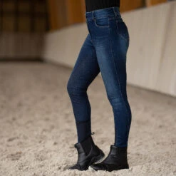 Horze Kaia Damen Reithose Aus Vollbesatz In Jeansoptik Mit Silikon Grip Und Hohem Bund -Equestrian Dreams 36656 DB 6